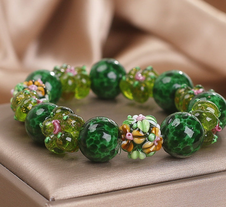 Chinese Ancient Flower Glazed Bracelet Women's Light Luxury