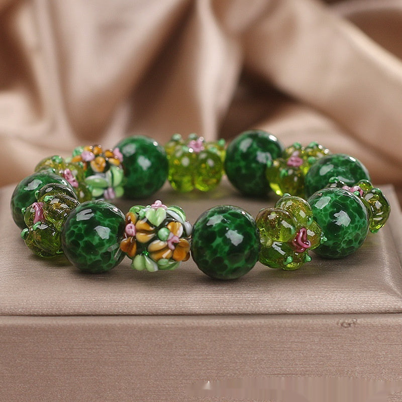 Chinese Ancient Flower Glazed Bracelet Women's Light Luxury